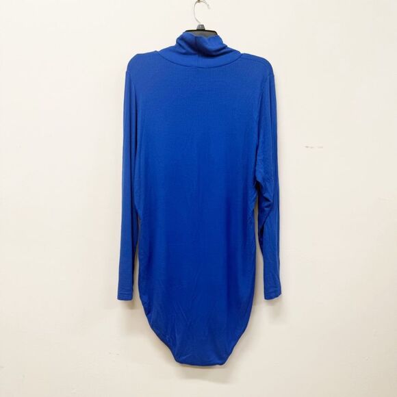 Ulla Popken Rib Knit Stretch Turtleneck Bodysuit, Split Size 20/22 Royal Blue - Picture 7 of 16